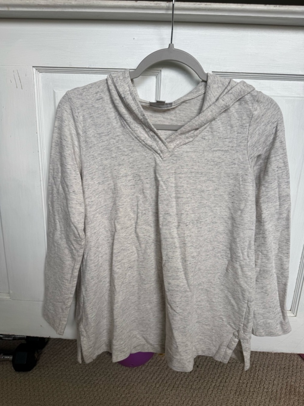 J. Jill Light Heather Oat gray Hooded Long Sleeve Top
